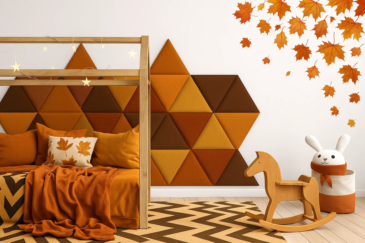 őszi-Triangle bársony falpanel